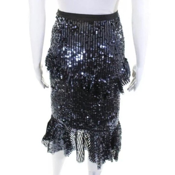 Needle & Thread Skirt New Sequin Scarlett Midi Skirt in Graphite Size 2 nwt - Picture 15 of 15